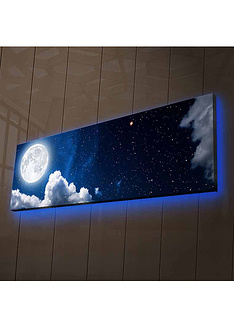 Διακοσμητικός πίνακας σε καμβά με LED φωτισμό & ξύλινη κορνίζα 3090NASA-8 30x90 εκ.-