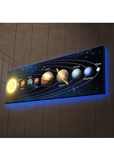 Διακοσμητικός πίνακας σε καμβά με LED φωτισμό & ξύλινη κορνίζα 3090NASA-21 30x90 εκ.-