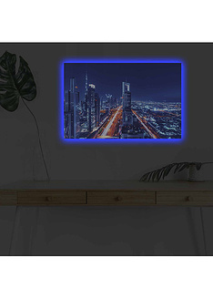 Διακοσμητικός πίνακας σε καμβά με LED φωτισμό & ξύλινη κορνίζα 4570DHDACT-19 45x70 εκ.-