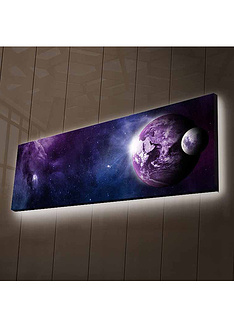 Διακοσμητικός πίνακας σε καμβά με LED φωτισμό & ξύλινη κορνίζα 3090NASA-3 30x90 εκ.-